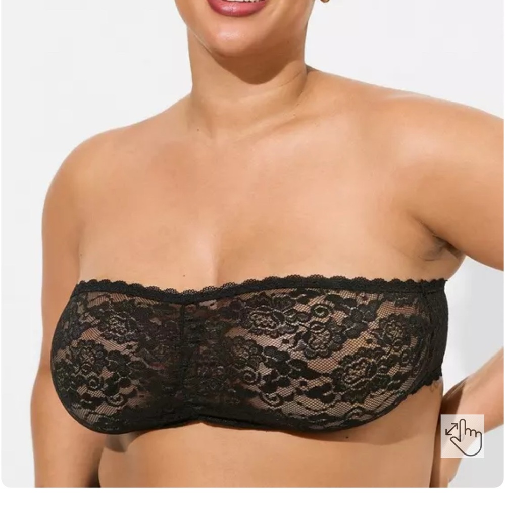 Torrid black lace bandeau bra like new size 6